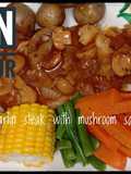Marlin steak with mushroom sauce