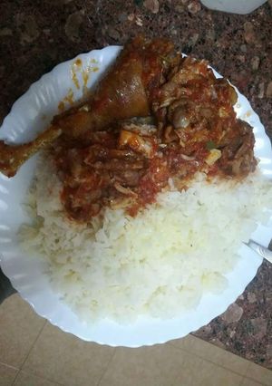 A picture of Rice With Chicken Stew.