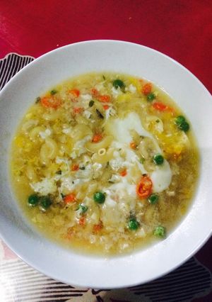 Foto resep Sup makaroni ayam pelangi pedas
