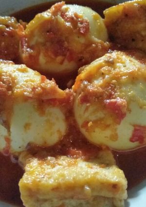 Foto resep Telur bulat bumbu merah (telurnya tanpa digoreng)