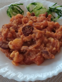Paprikás krumpli füstölt kolbásszal és galuskával #gluténmentes recept fotója