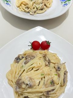 Foto resep Fettuccine Alfredo with Champignon Mushrooms