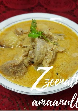 A picture of Hyderabadi Mutton Mahi Khaliya with Coconut Milk.