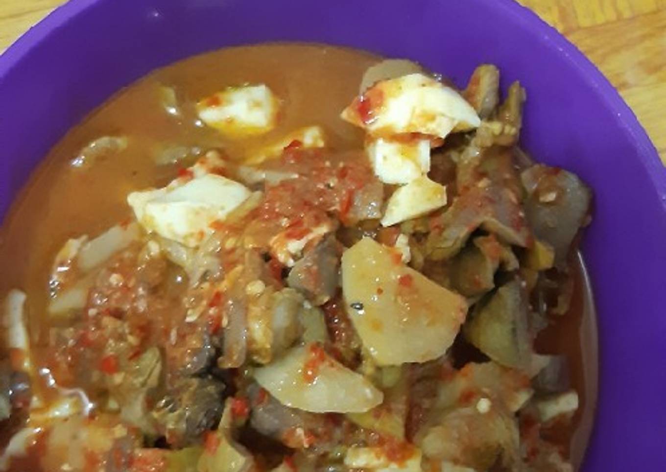 Ati Empela putih telur baso Balado