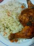 Frango Assado com Arroz de Cenoura e Coentros