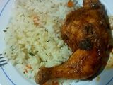 Frango Assado com Arroz de Cenoura e Coentros