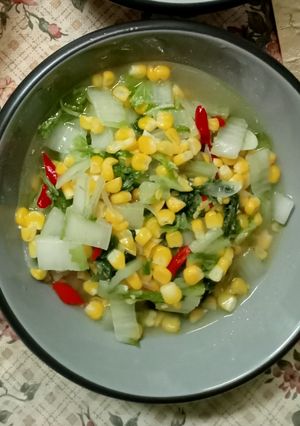 Foto resep Tumis Sawi Putih + Jagung