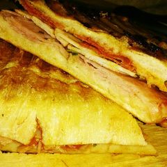 Tex's Ham, Turkey, Swiss, and Chorizo Panini 🐷🦃🧀🍞 A picture of Tex's Ham, Turkey, Swiss, and Chorizo Panini 🐷🦃🧀🍞.
