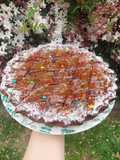 Pastafrola de chocolate y naranja rellena de batata con chocolate