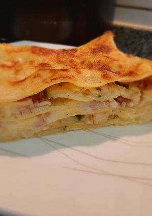 Una foto de Lasaña de zapallo italiano y chorizo