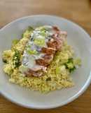 Pollo hindú con salsa de yogur y tabulé verde - Receta de Batch Cooking