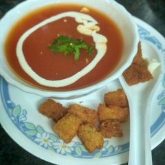 A picture of Tomato,carrot, beetroot and pumpkin soup.