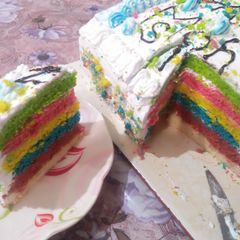 Rainbow cake🌈🎂in sandwich maker A picture of Rainbow cake🌈🎂in sandwich maker.