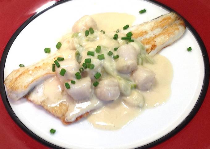 Recipe of Speedy Pan Fried Fish with Creamy Scallops