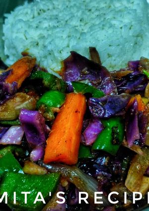 A picture of Red cabbage stir fry.