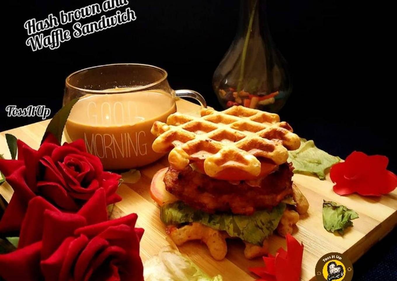 Hash Brown And Waffle Sandwich