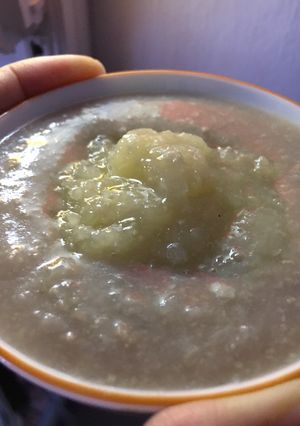 Hình của món Cháo thịt bò khoai tây hạt sen.