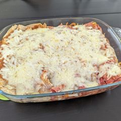 A picture of Sweet vegetarian enchiladas.