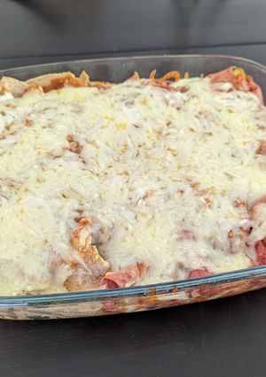 A picture of Sweet vegetarian enchiladas.