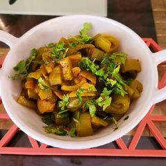 A picture of Snake gourd ki sabji.