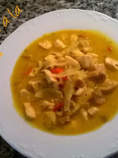 Una foto de Pollo con champiñón a la naranja