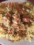 Chicken tikka biryani with boondi raita