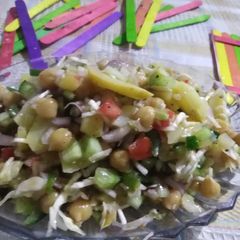 A picture of Sweet & sour aloo chana chaat.