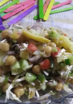 A picture of Sweet & sour aloo chana chaat.