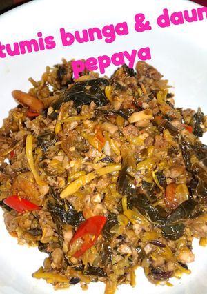 Foto resep Tumis bunga & daun pepaya