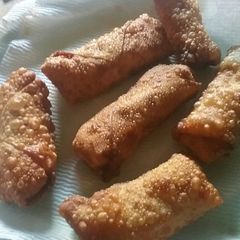 A picture of Buffalo chicken dip egg rolls.