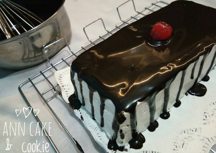 Sponge cake coklat putih telur with ganache super ekonomis
