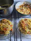 Fideos con salsa Normanda (con berenjena)