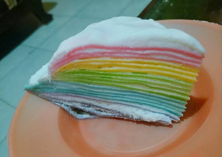 Resep Rainbow Crepes Cake Anti Gagal