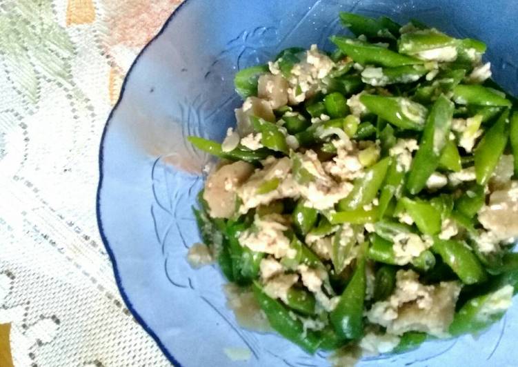 Tumis buncis telor bakso