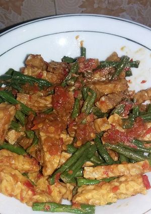 Foto resep Tumis tempe kacang panjang pedas