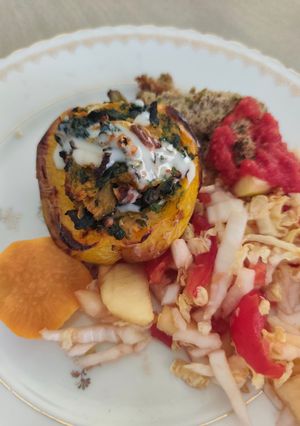 Une photo de Poivrons farcis à la patate douce et épinards