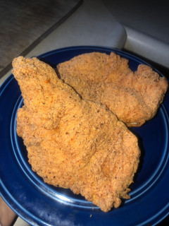 A picture of Crispy southern fried chicken breasts.