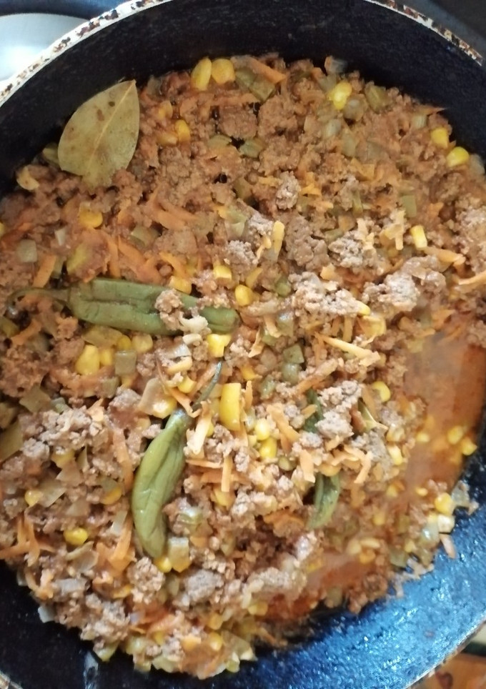Una foto de Carne molida con maíz