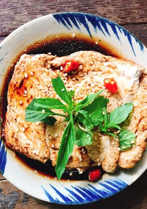 Hình của món Đậu hủ non sốt tương.