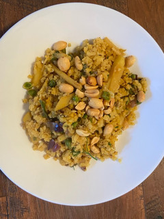 A picture of Aloo Matar Poha (pan Indian hybrid recipe).