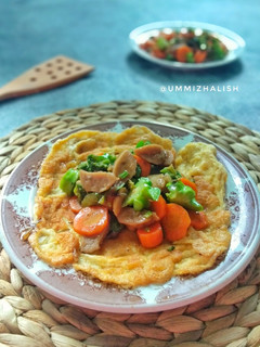 Foto resep Dadar Telur Cah Brokoli Bakso