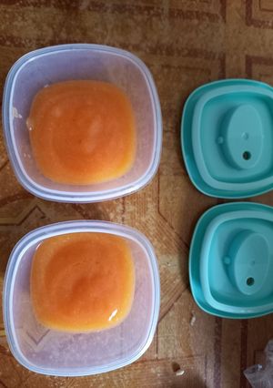 Foto resep Snack Pure Watermelon, Papaya with Yummy Bite Biscuits MpASI 6+