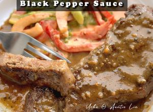 Gambar Stik Daging dengan Sos Lada Hitam & Salad Pedas