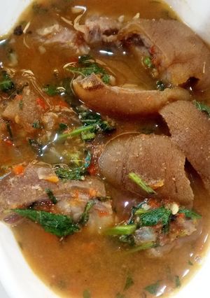 A picture of Goat meat peppersoup.