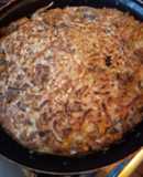 Tortilla de tallarines frescos al pesto con carne de asado picad