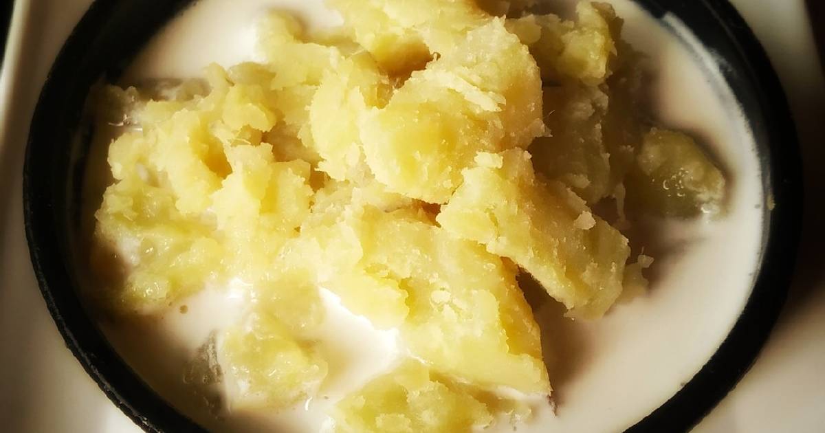 Vrat special Sweet potato with sweet coconut milk Recipe by Anitha
