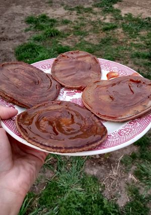 Una foto de Pancakes de banana y chocolate