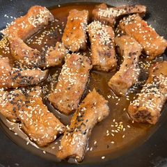 A picture of Our Saturday night honey black pepper ribs.
