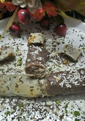 A picture of Nuty and chocolaty Rice roti wrap.