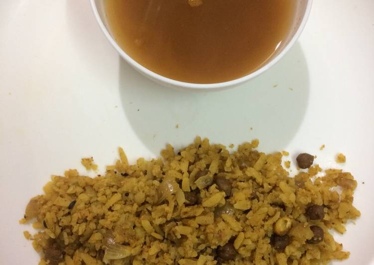 Homemade Brown Chanapoha and rasam